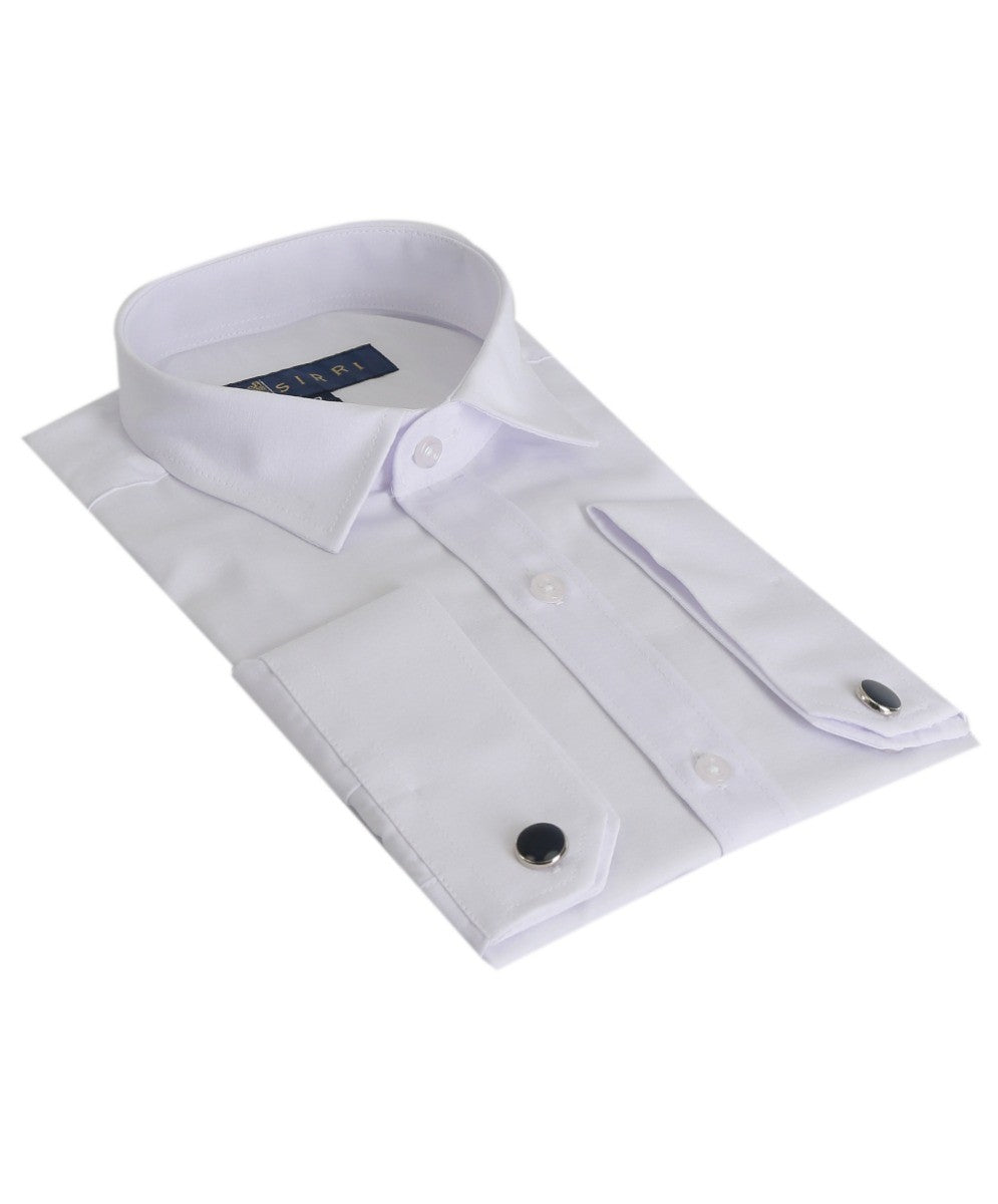 Chemise Habillée à Boutons de Manchette Slim Fit pour Garçons - Blanc