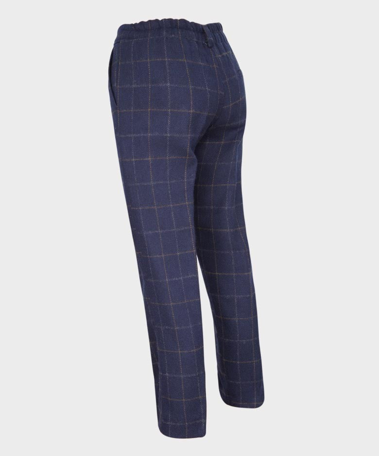 Pantalon à Carreaux Windowpane Bleu Marine pour Garçons - SHELBY - Bleu Marine