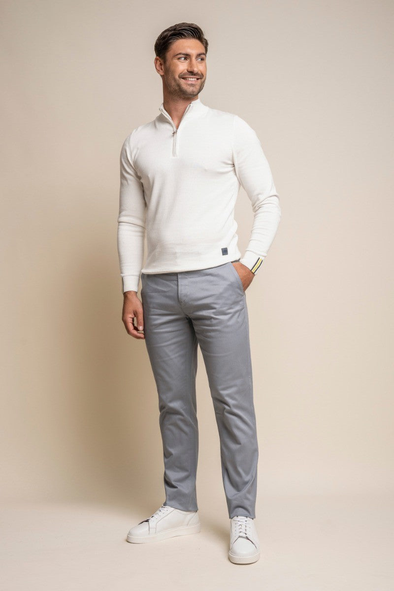 Men's Cotton Chino Trousers - DAKOTA - Arctic Grey