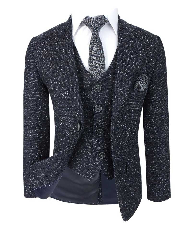 Costume en Tweed Tailored Fit avec Chino pour Garçons - COSMO Bleu Marine - Bleu Marine