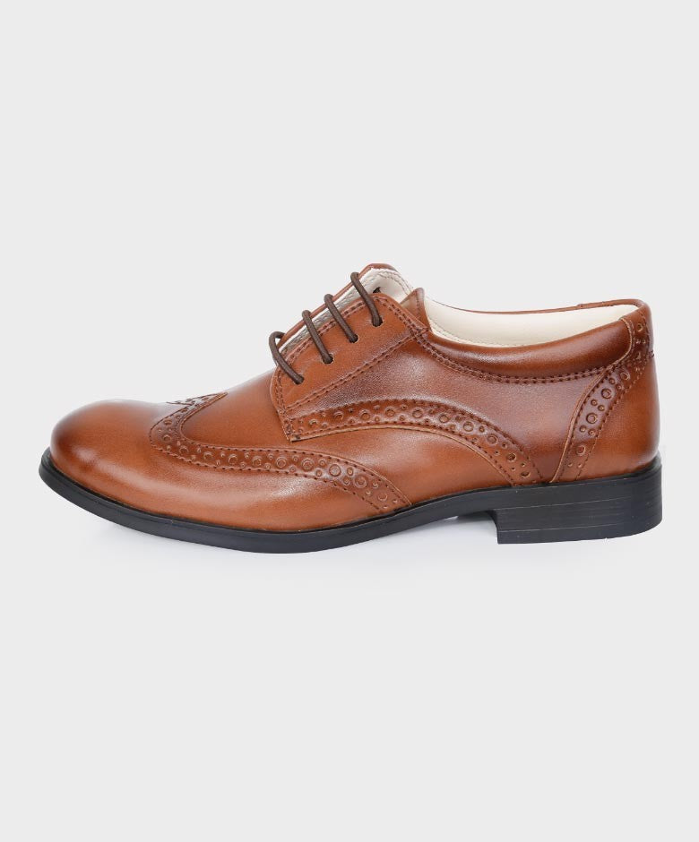 Jungen Derby Brogue Schnürsenkel Dressschuhe - Hellbraun