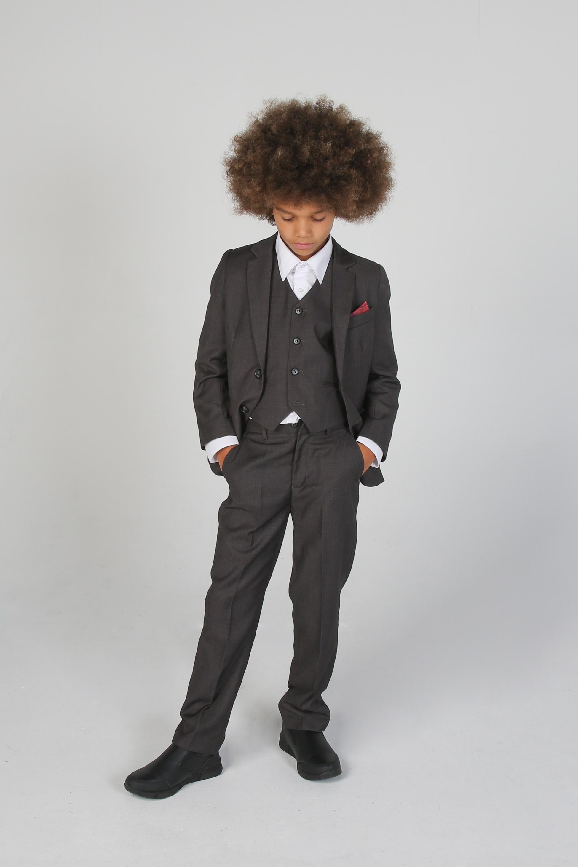 Boys Tailored Fit Formal Suit- CHARLES Charcoal - Charcoal Grey