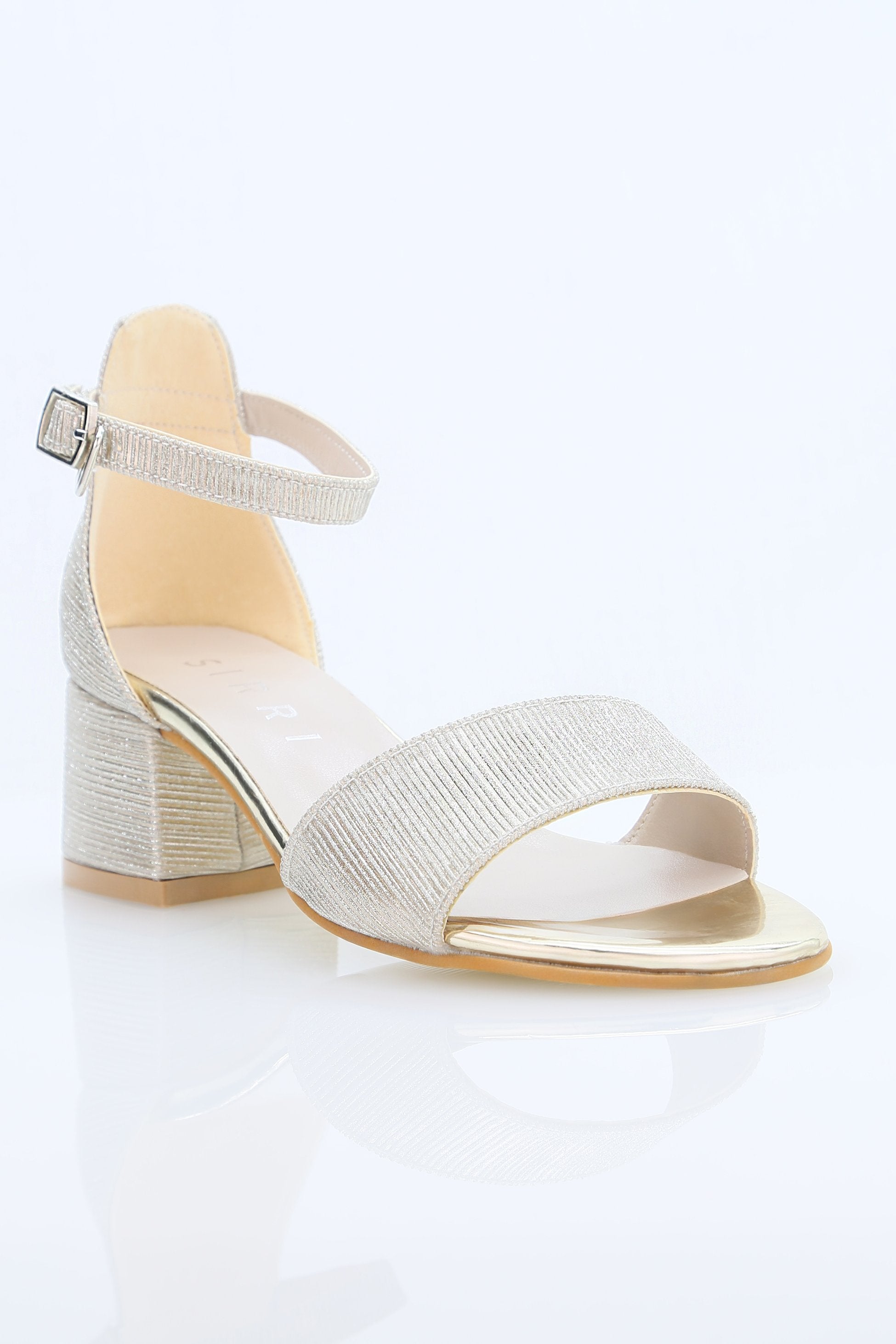 Mädchen Texturierte Silber Blockabsatz Sandalen - JENNY - Gold