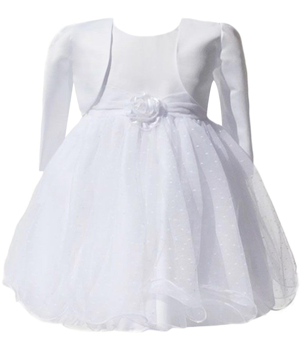 Baby Mädchen Hochzeits Tauf Bolero Kleid - Weiß