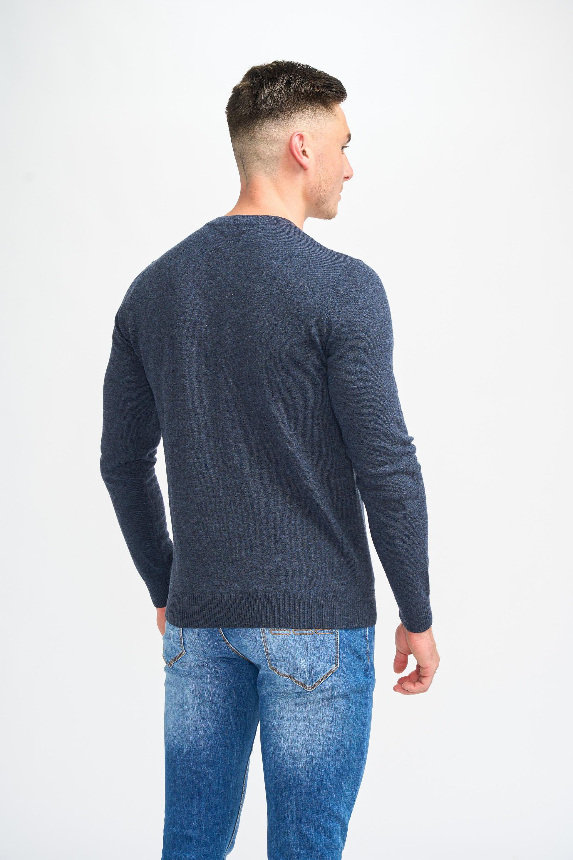 Pull en mélange laine bleu marine pour hommes - Connall - Bleu Marine