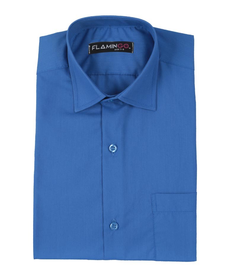 Boys Cotton Blend Formal Shirt - Blue