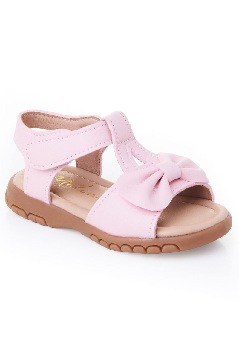 Kleine Mädchen T-Bar Sandalenschuhe mit Schleife - MATILDA - Rosa