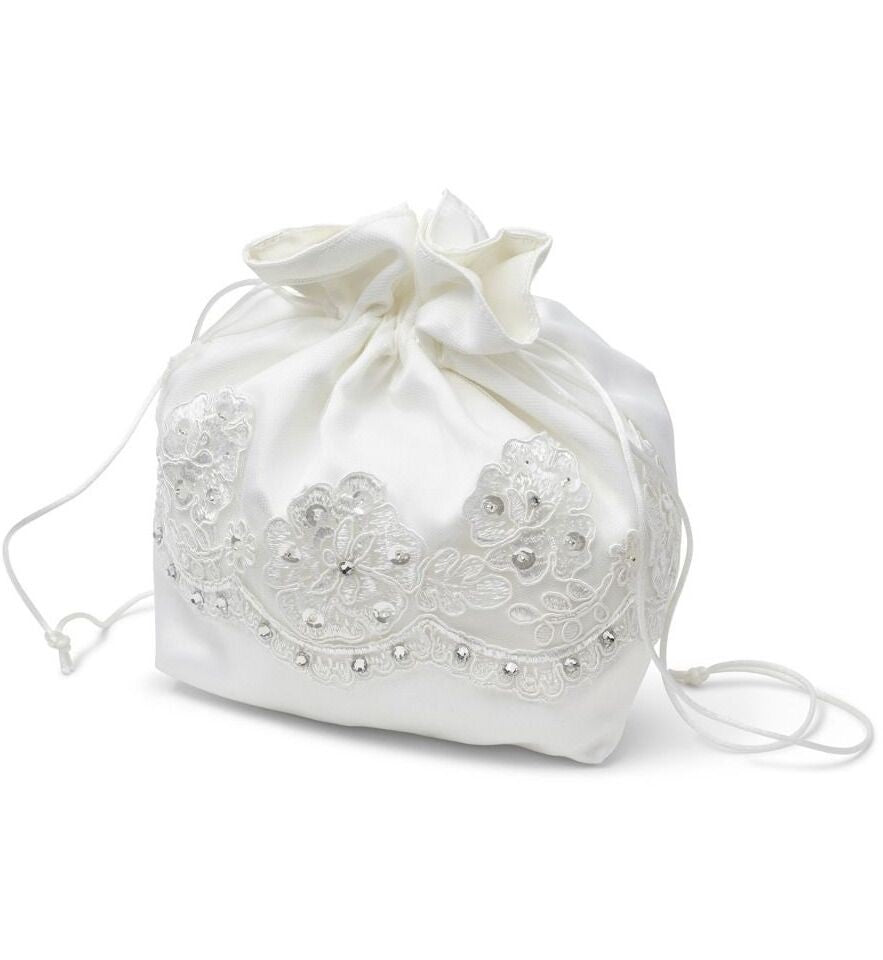 Sac à main en dentelle et perles pour filles – MB1903 - Blanc