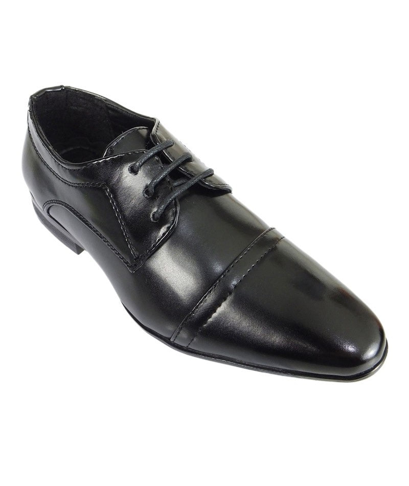 Boys Lace Up Black Formal Dress Shoes - Black