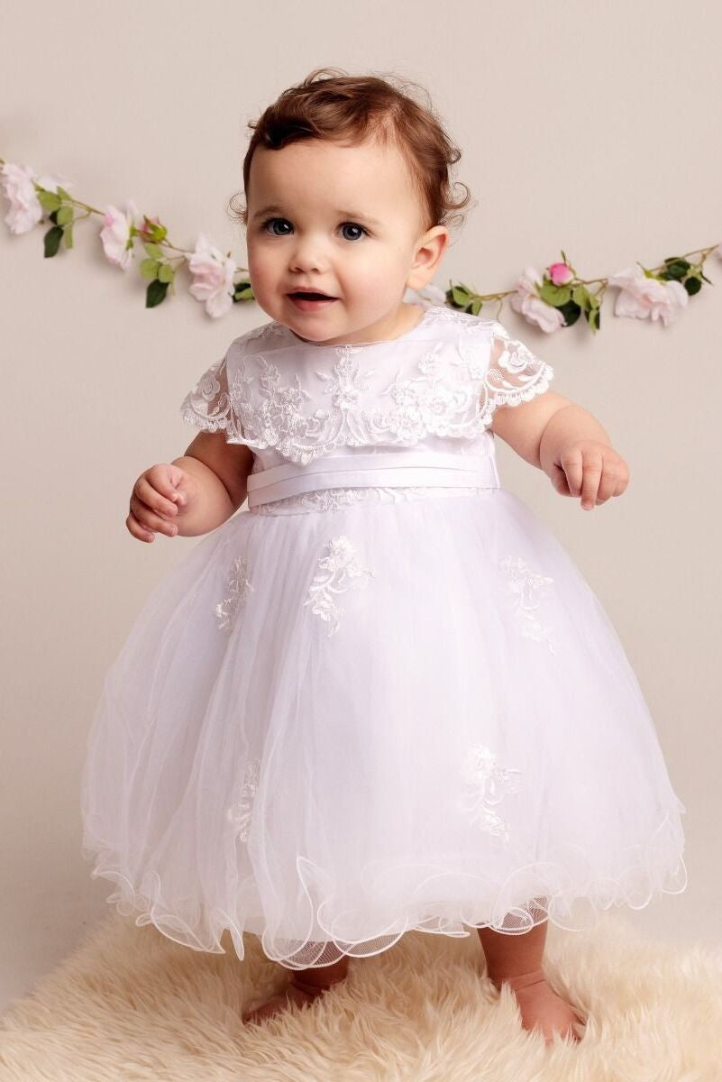 Robe de baptême en dentelle avec cape pour bébés filles - FAY - Blanc