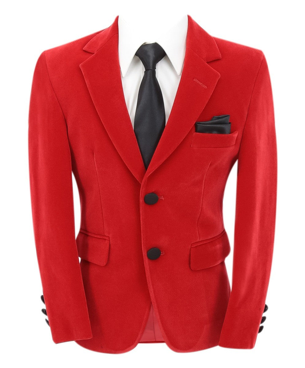 Blazer Formel Slim Fit en Velours pour Garçons - Hackney - Rouge