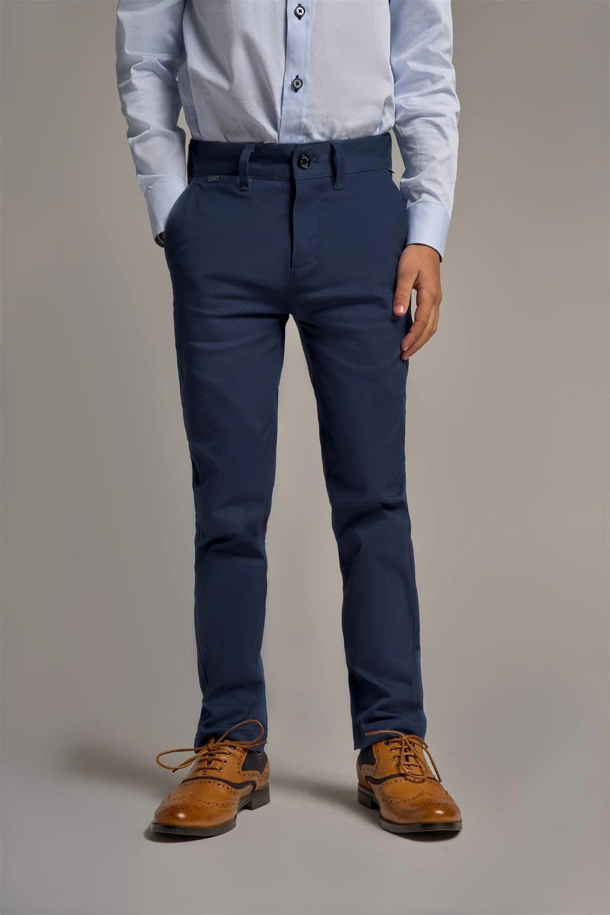 Pantalons Chino Slim Fit en Coton pour Garçons - DAKOTA - Bleu Marine