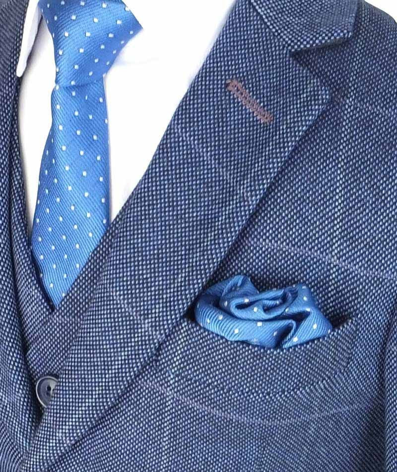 Costume en Tweed à Carreaux Exclusif Bleu pour Garçons - Bleu