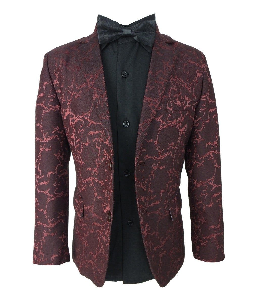 Blazer à Imprimé Marbré pour Garçons - Bordeaux