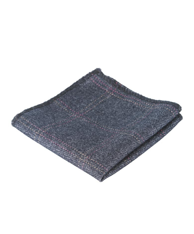 Mouchoir de Poche en Tweed à Motif Check pour Garçons et Hommes - Gris Charbon