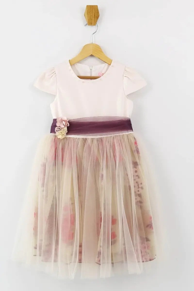 Ensemble Robe Rose à Manches Courtes pour Filles - Cappucino - Rose Pâle