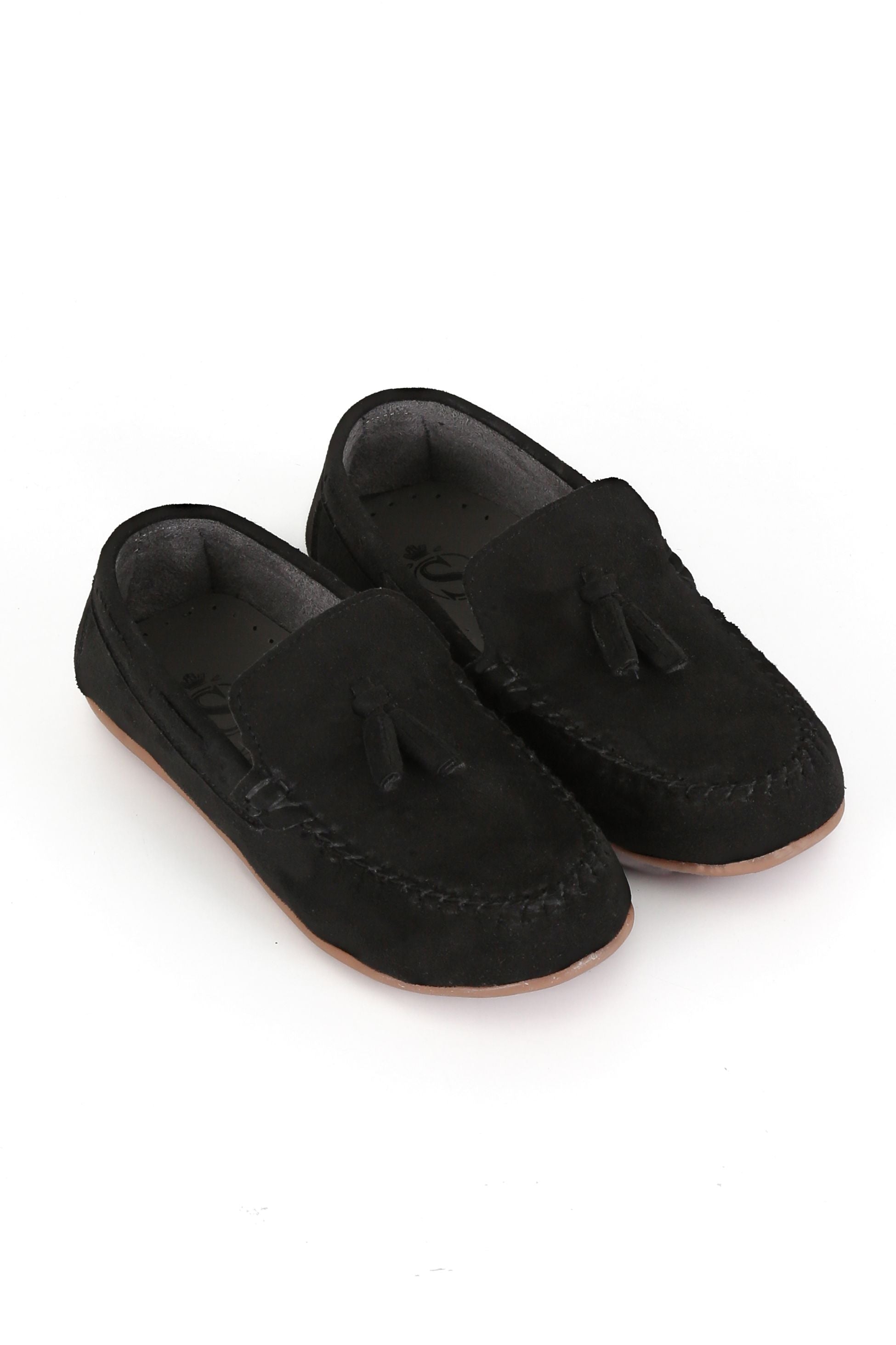 Mocassins à Pompons en Suède pour Garçons - BABYLON - Noir