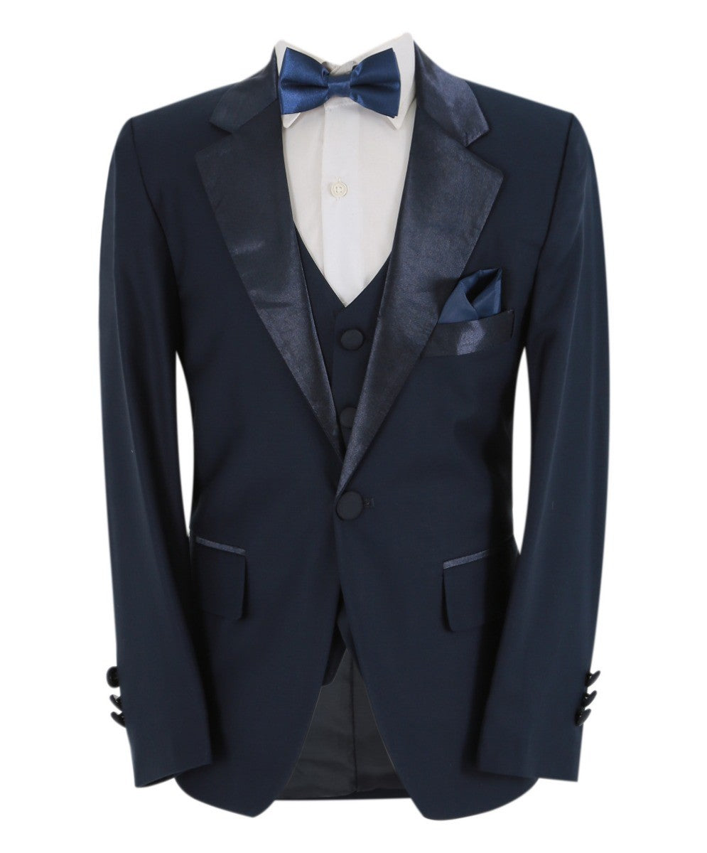 Jungen Glanzrevers Tuxedo Anzug - Navyblau