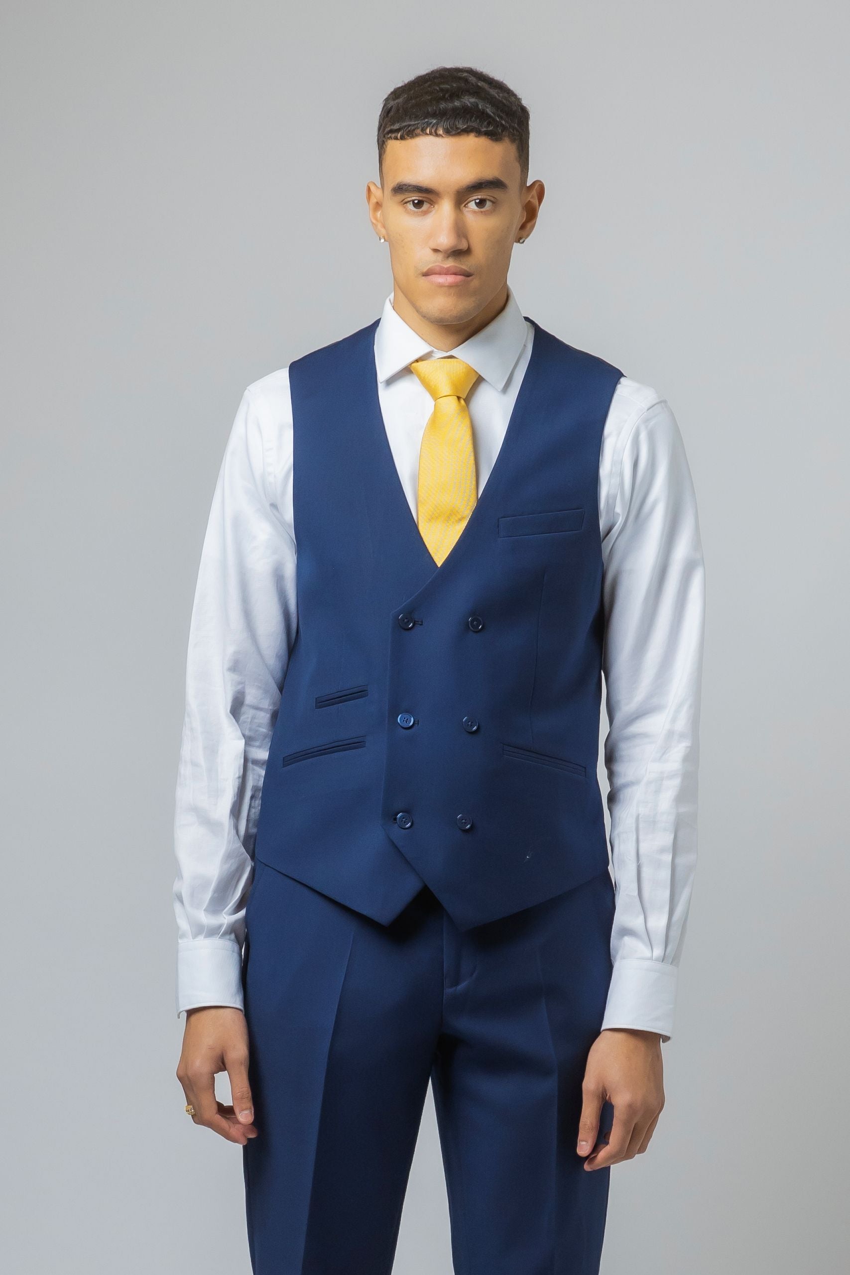 Men's Slim Fit Navy Waistcoat - ISAAC - Navy Blue