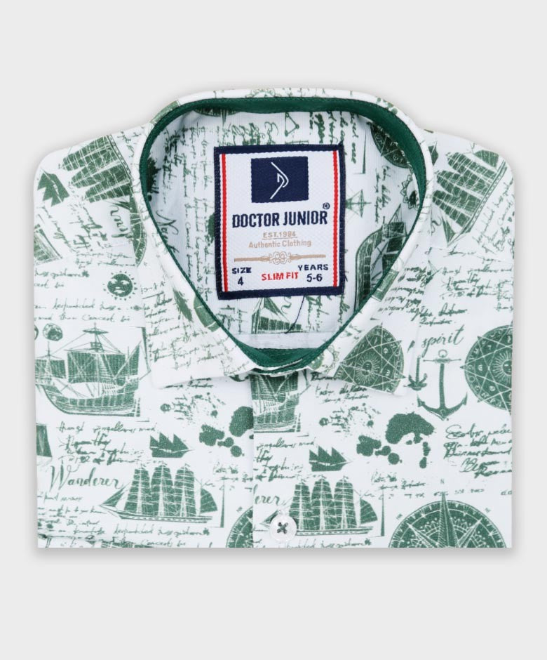 Chemise à Imprimé Nautique pour Garçons - Vert