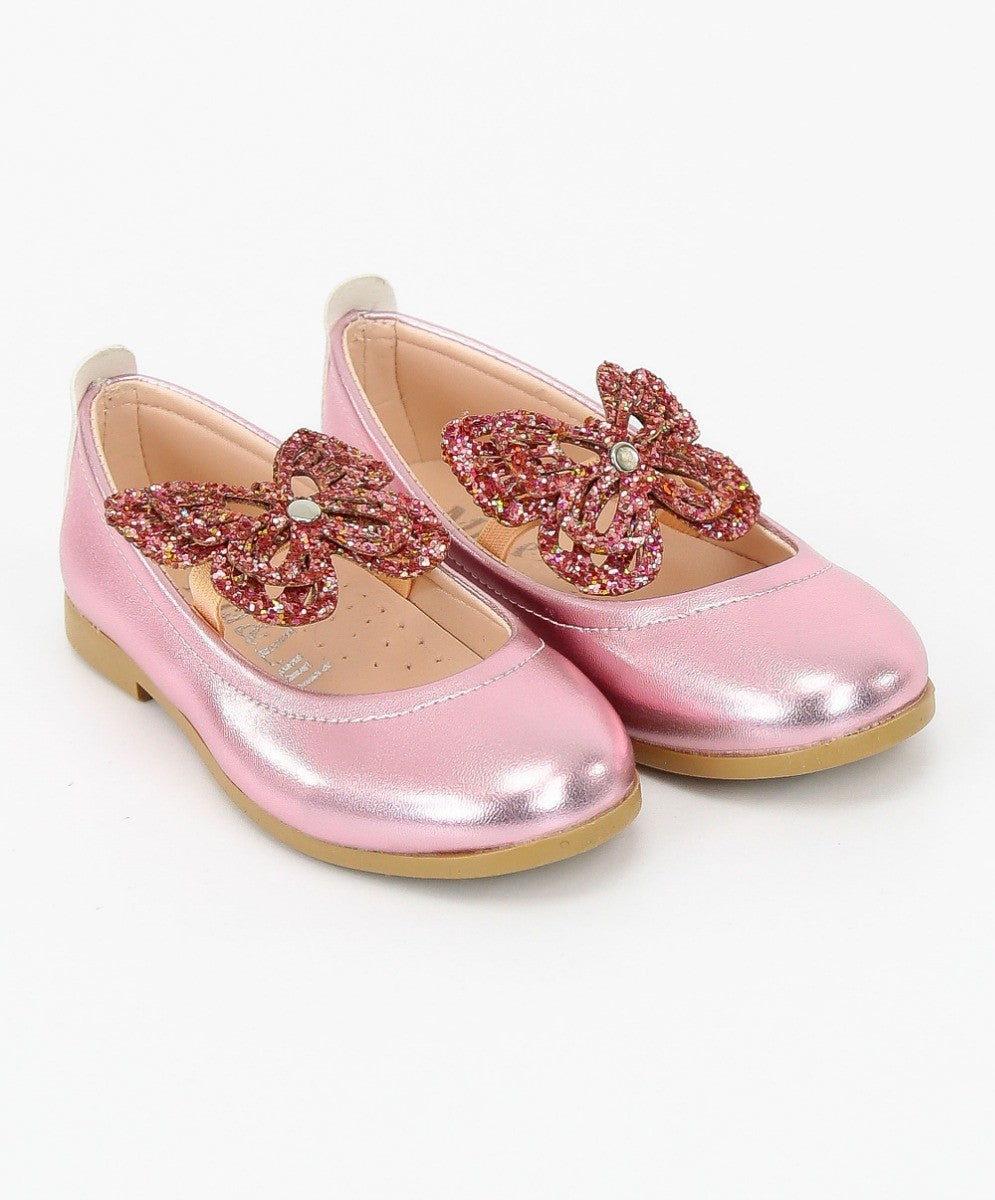 Mädchen Ballerina Schmetterlingsriemen Flache Kleiderschuhe - Rosa