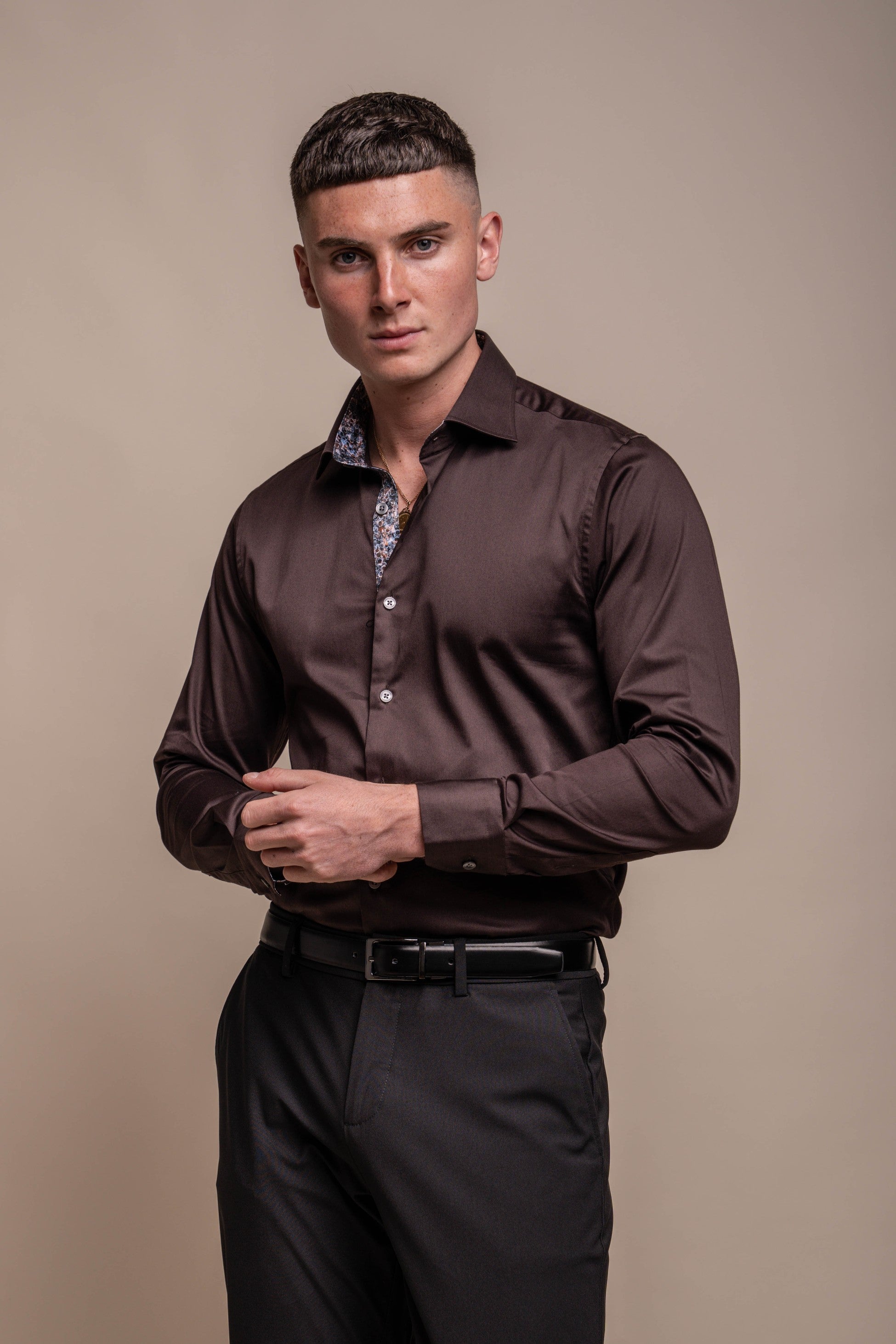 Chemise en Coton Slim Fit pour Homme - BLADE - Brun