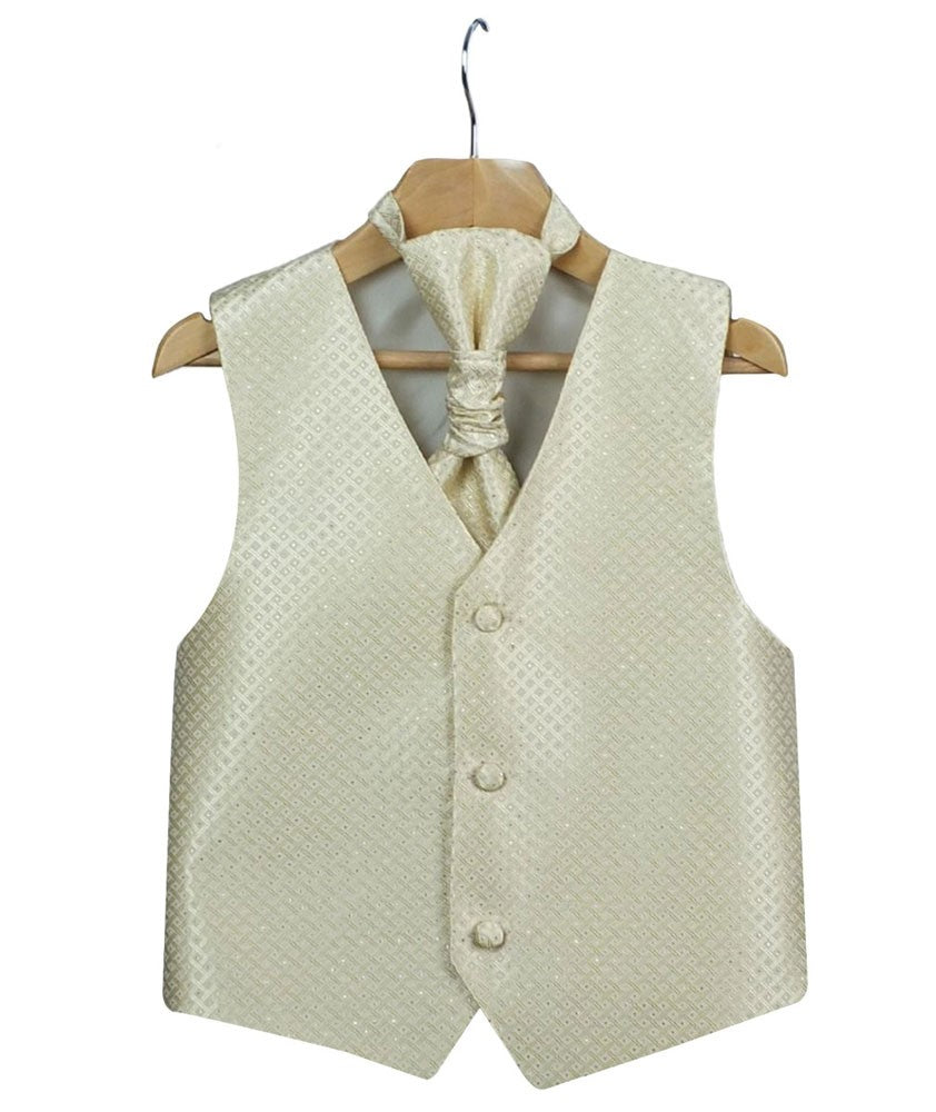 Boys & Men Waistcoat Cravat Hanky Set - Gold