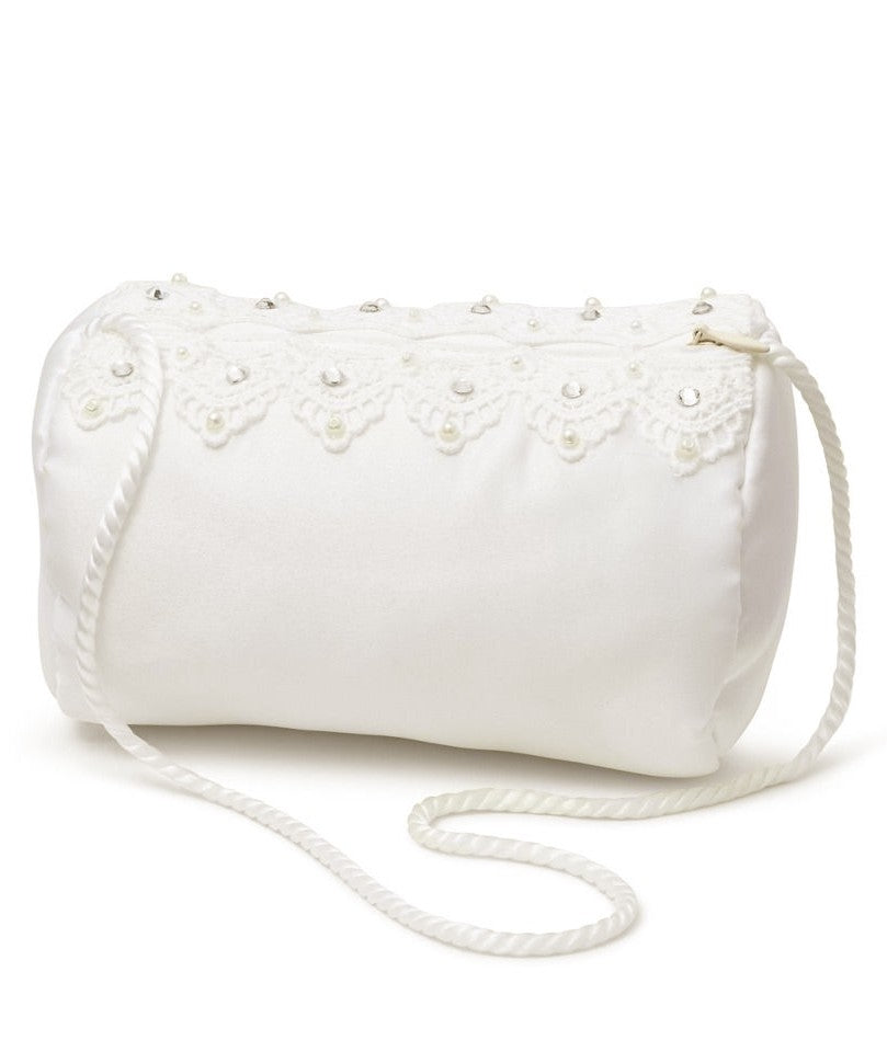 Girls Clutch Purse with Lace Detail – MB7704 - Ivory