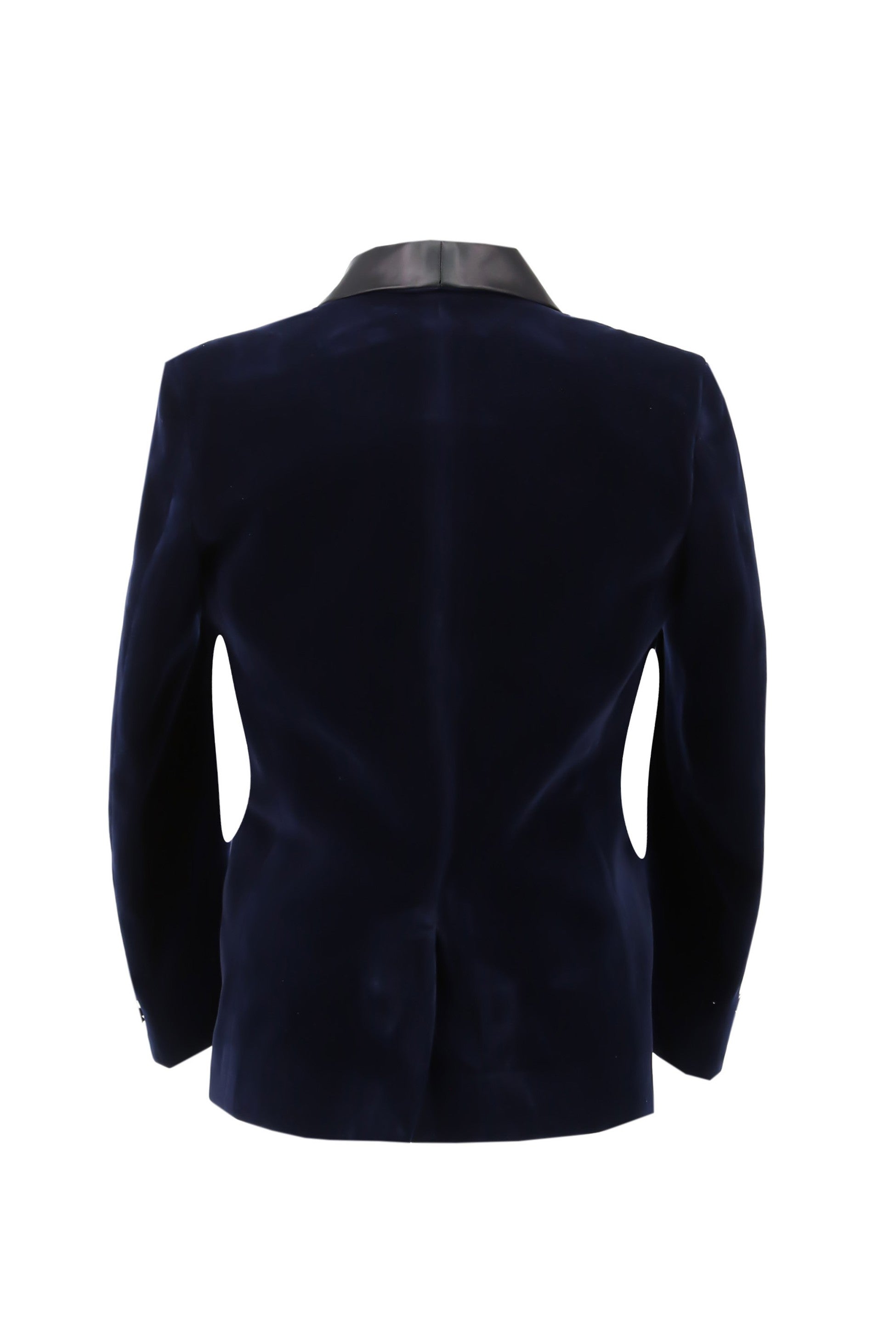 Ensemble Costume de Smoking en Velours avec Gilet Double Bouton pour Garçons - Bleu Marine