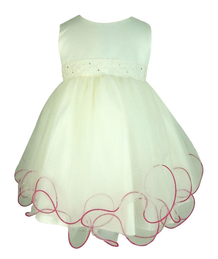 Robe de Baptême Mariée avec Boléro Papillon pour Filles - Ivoire - Fuchsia