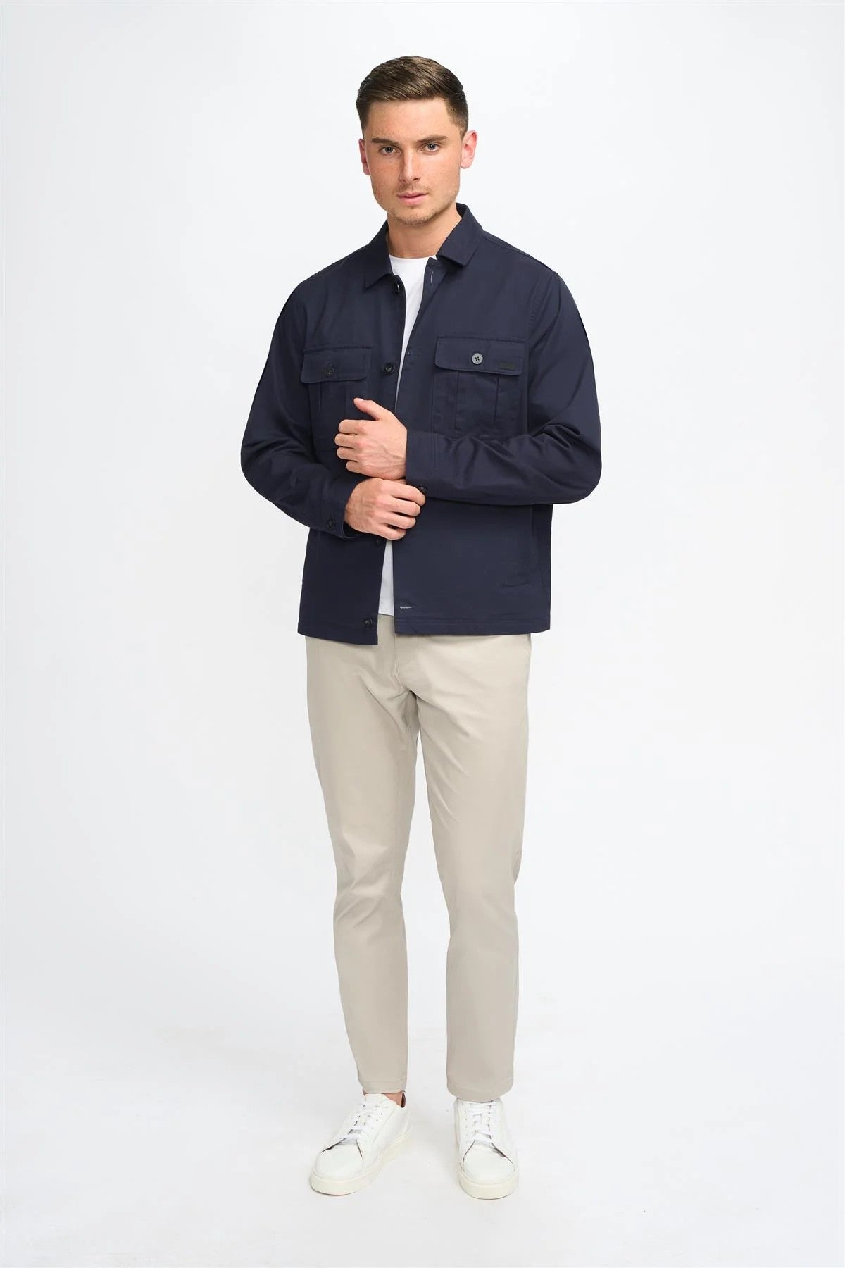 Men’s Regular Fit Cotton Overshirt - Acardi - Navy Blue