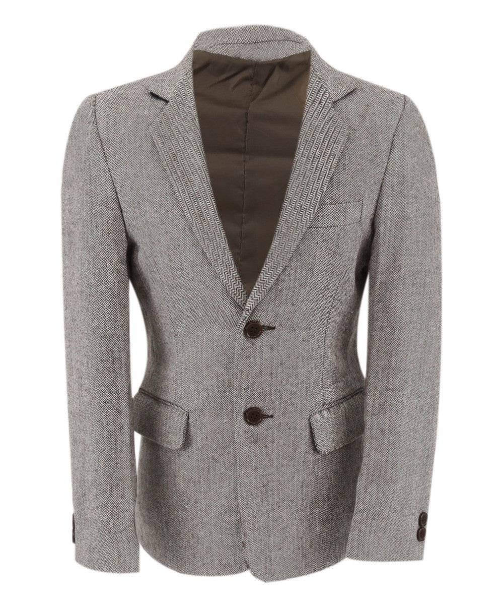 Blazer Formel en Tweed Chevron pour Garçons - Gris Clair