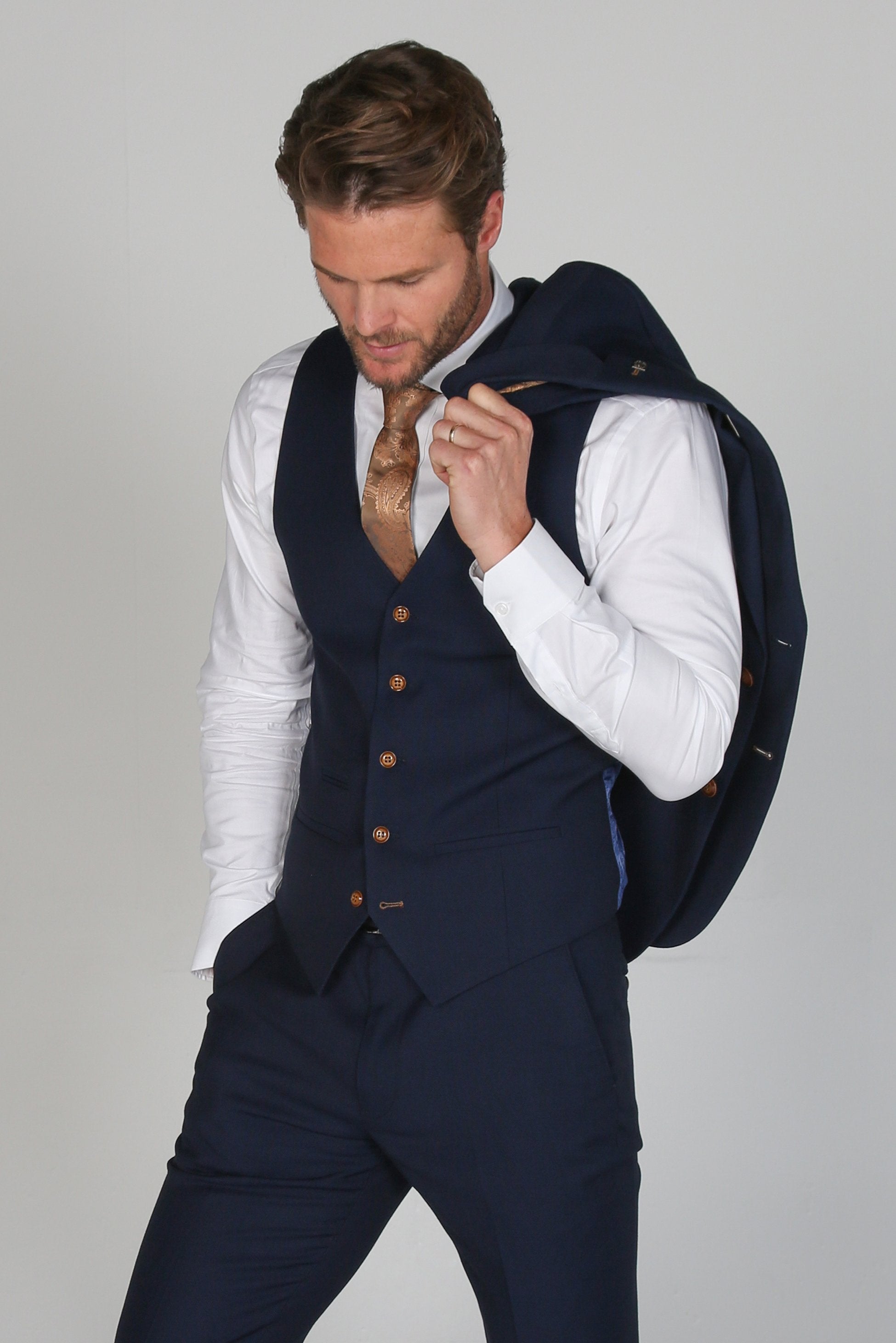 Gilet Simple Boutonnage Tailleur pour Homme - MAYFAIR - Bleu Marine