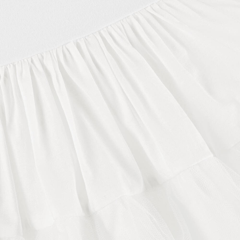 Robe de Ballerine en Coton Blanc avec Jupon pour Fillettes - Blanc