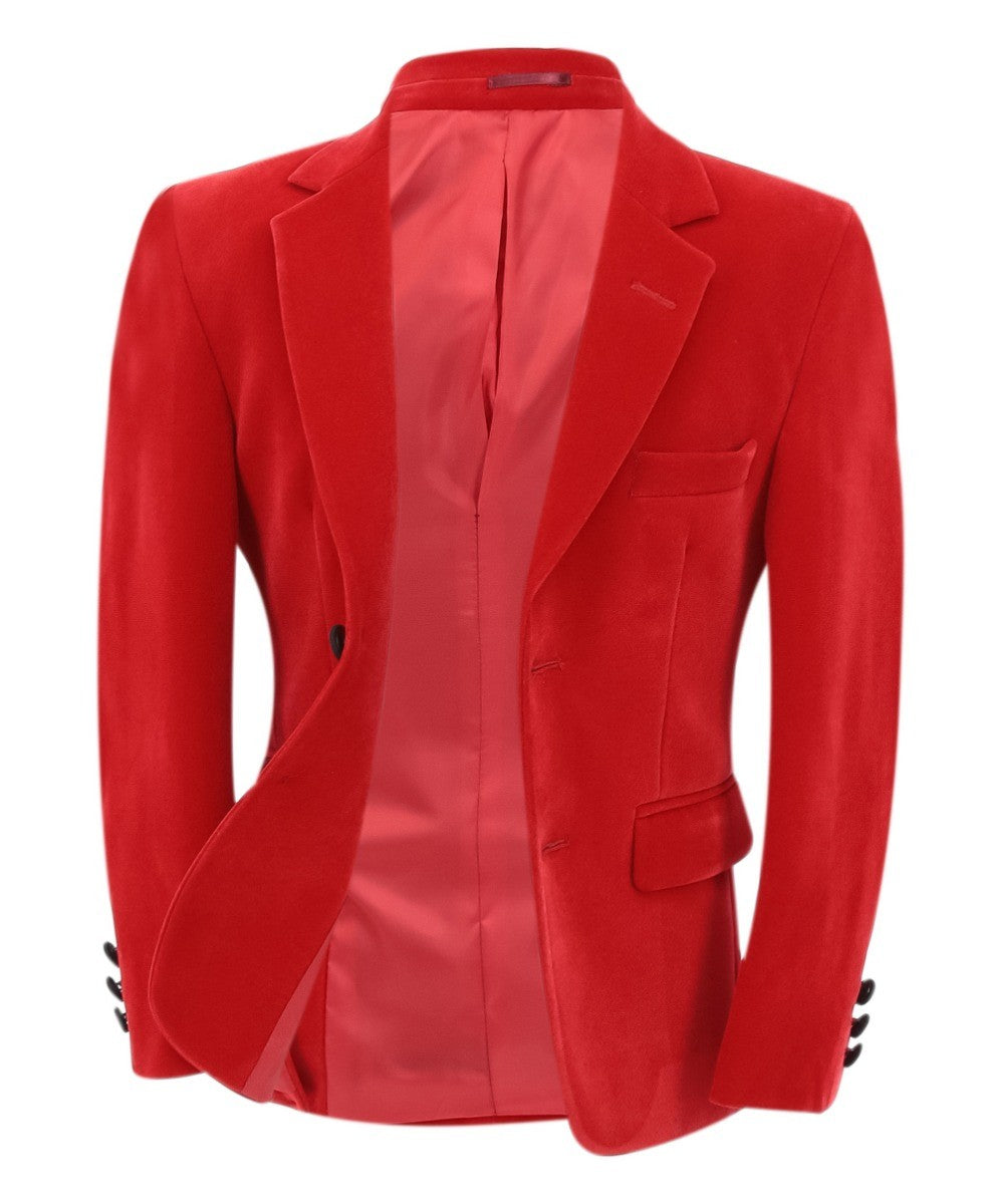 Jungen Samt Slim Fit Formal Blazer - Hackney - Rot