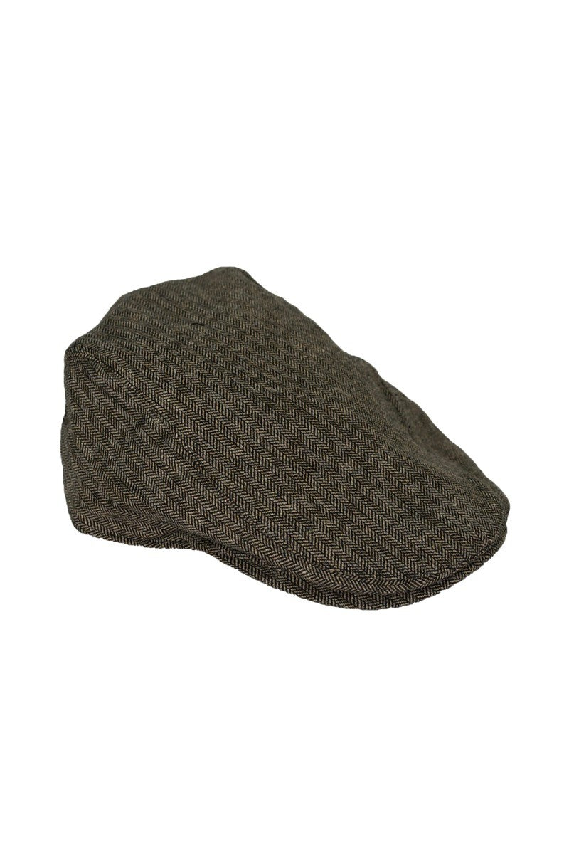 Casquette plate vintage en tweed pour hommes - MARTEZ - Marron