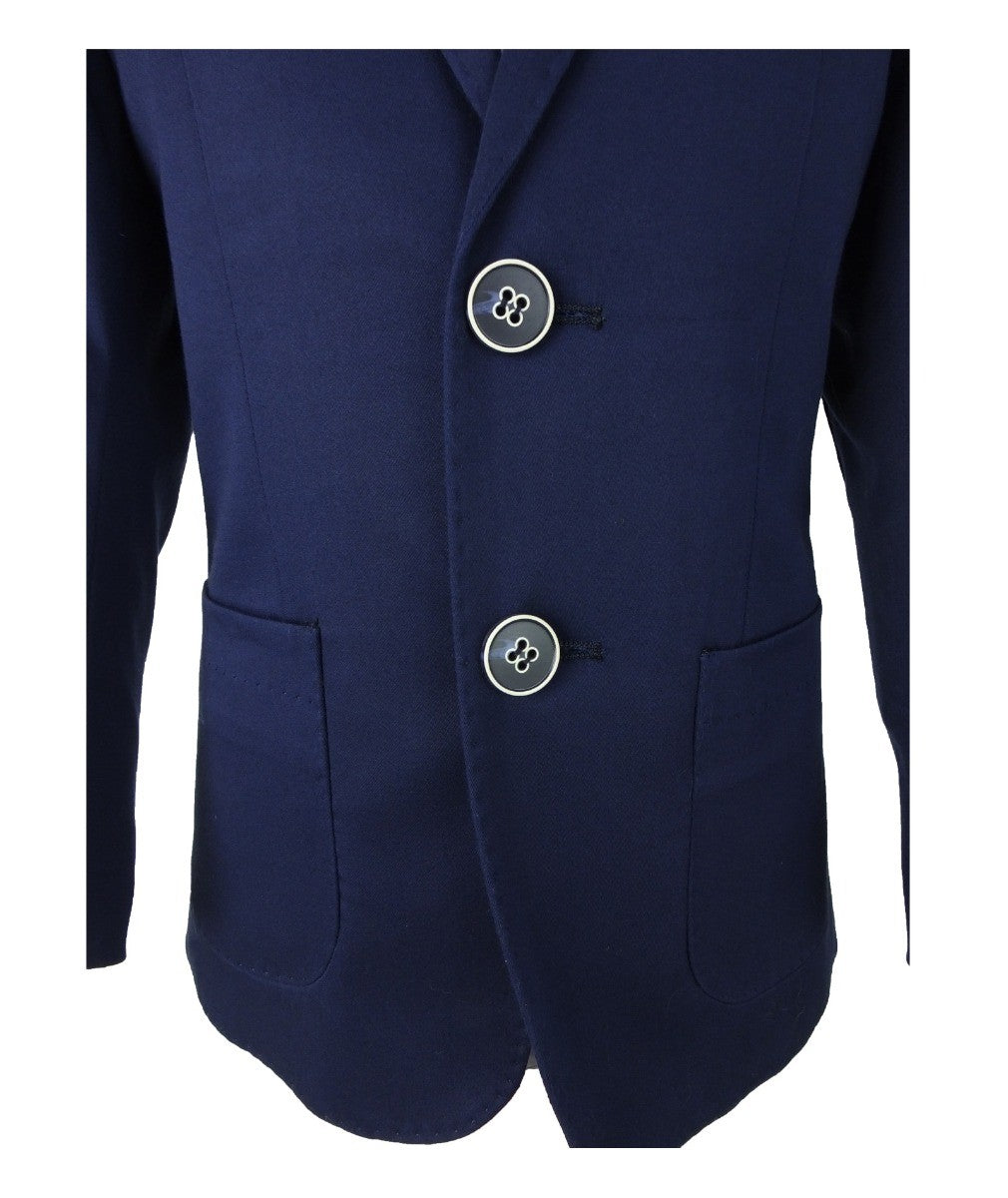 Jungen Slim Fit Baumwoll Blazer - Marineblau