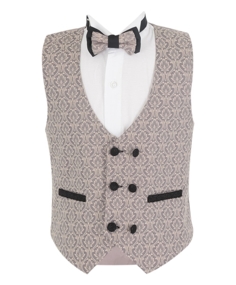 Jungen Schlank geschnittenes Gemustertes Tuxedo Anzug - BENJAMIN - Rosy Beige