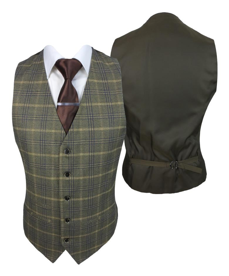 Costume Retro à Motif Check Tailleur pour Homme - KENNETH - Brun Beige