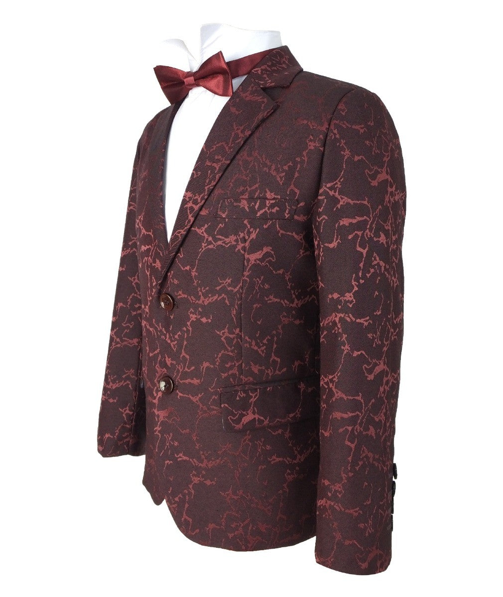 Blazer à Imprimé Marbré pour Garçons - Bordeaux