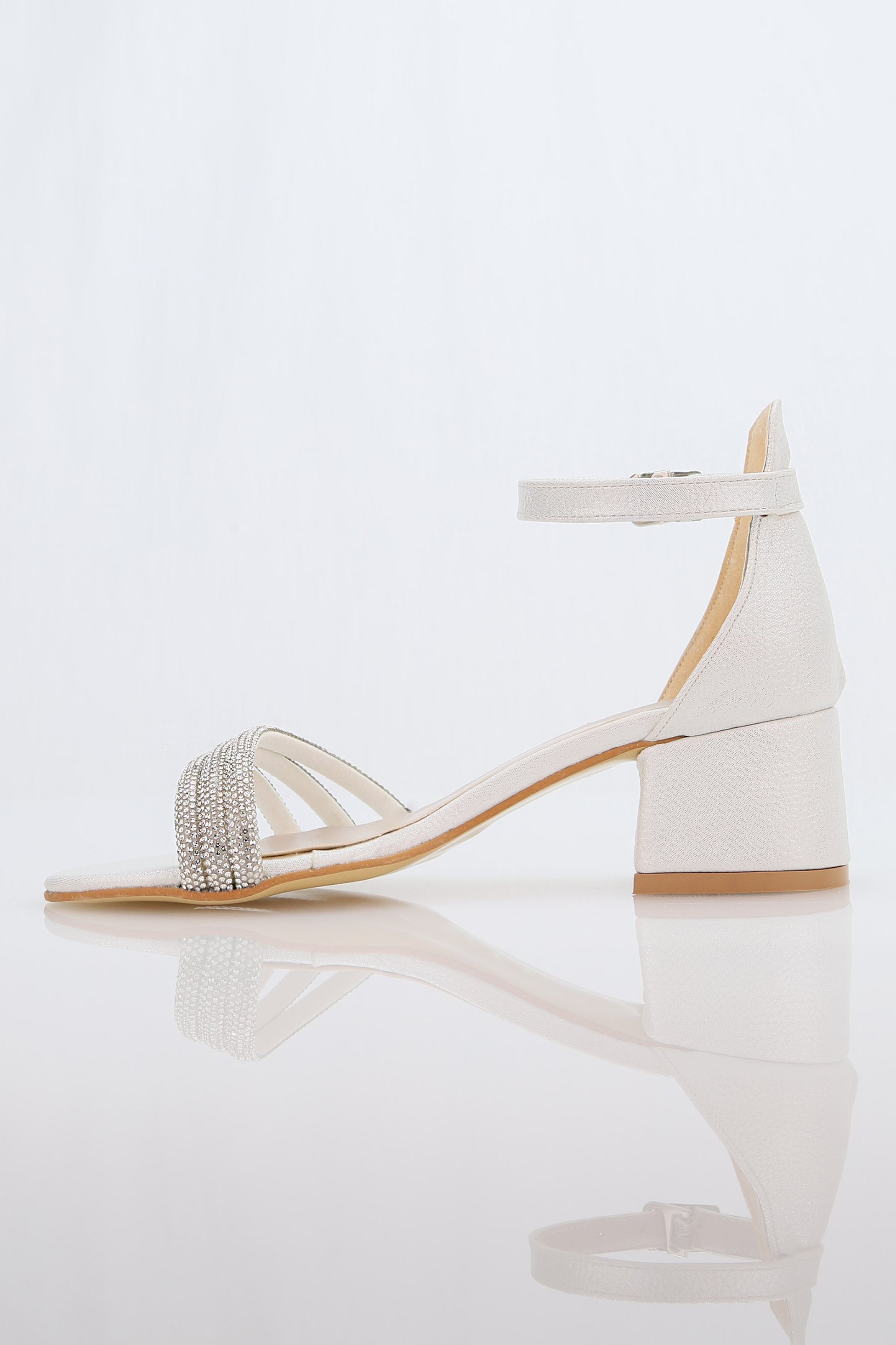 Sandales à talons blocs texturées avec brides en strass pour filles - TWINKLE - Blanc