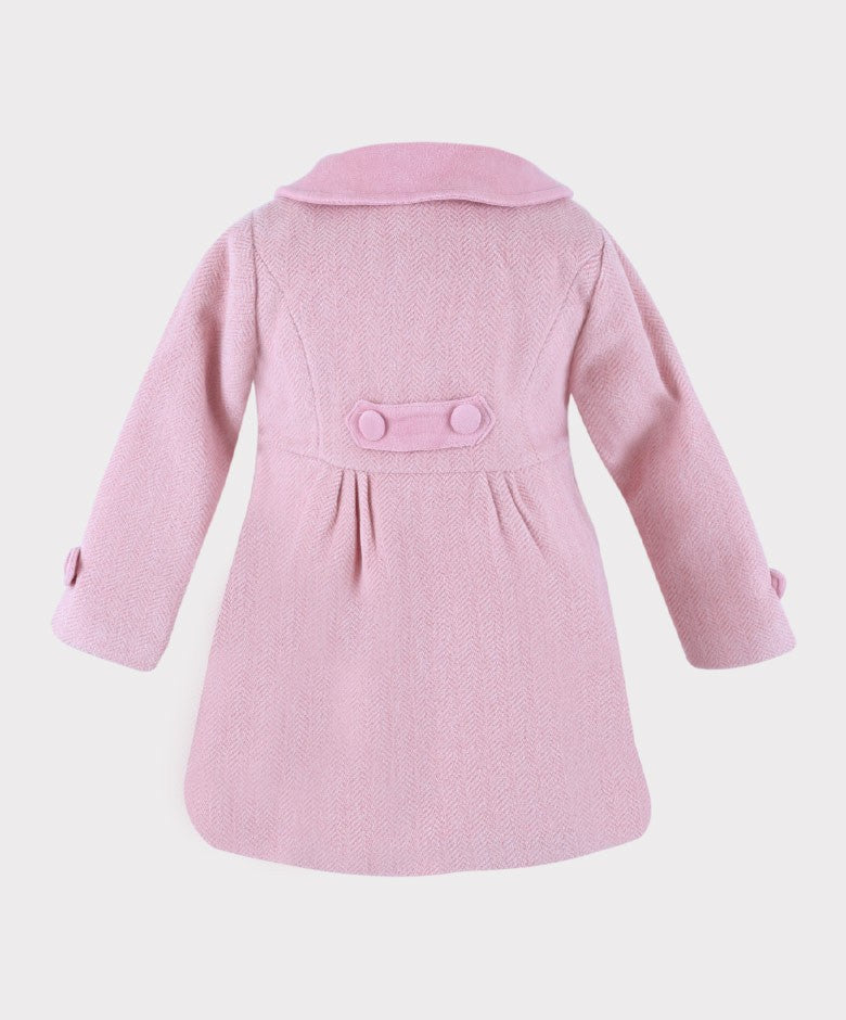 Ensemble Manteau et Chapeau Formel en Chevron pour Filles - Rose