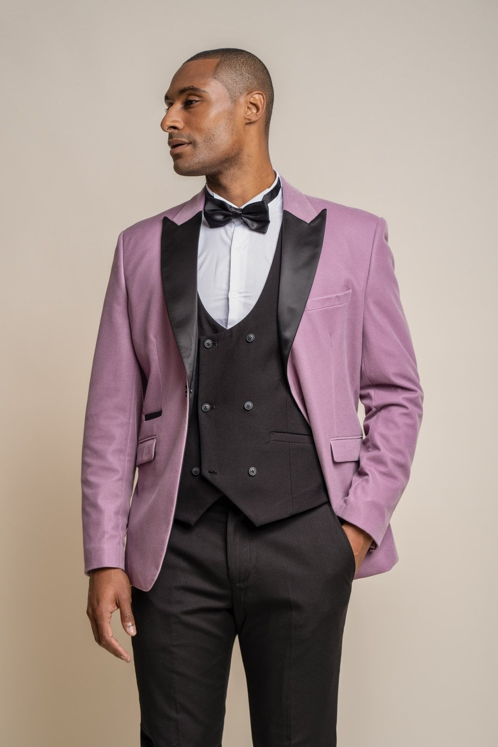 Blazer de Smoking en Velours Slim Fit pour Homme - ROSA - Lavande