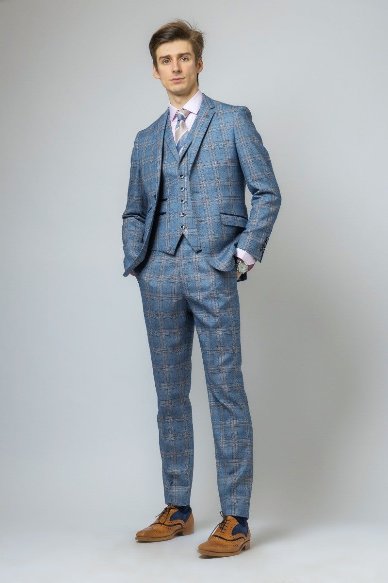 Veste de Costume à Motif Windowpane pour Homme - LEVI Blue - Bleu