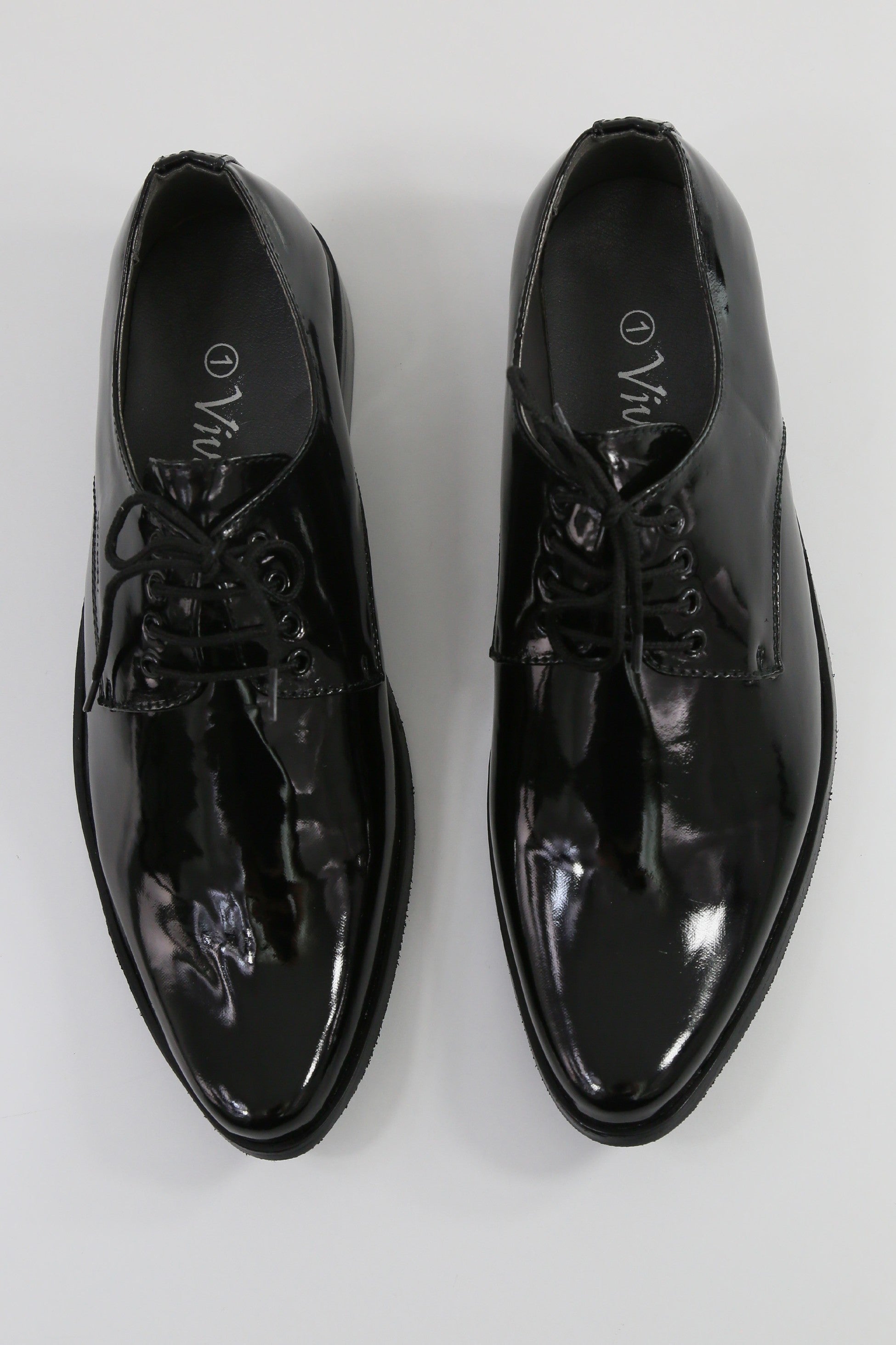 Boys Patent Leather Derby Shoes - GEORGE - Black