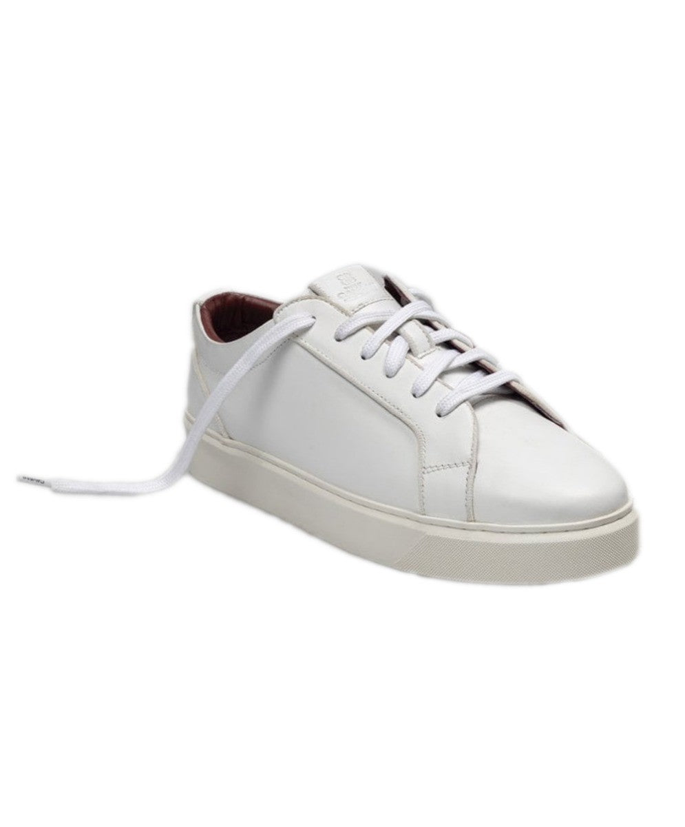 Men's Thick Rubber Sole Lace Up Sneakers - White