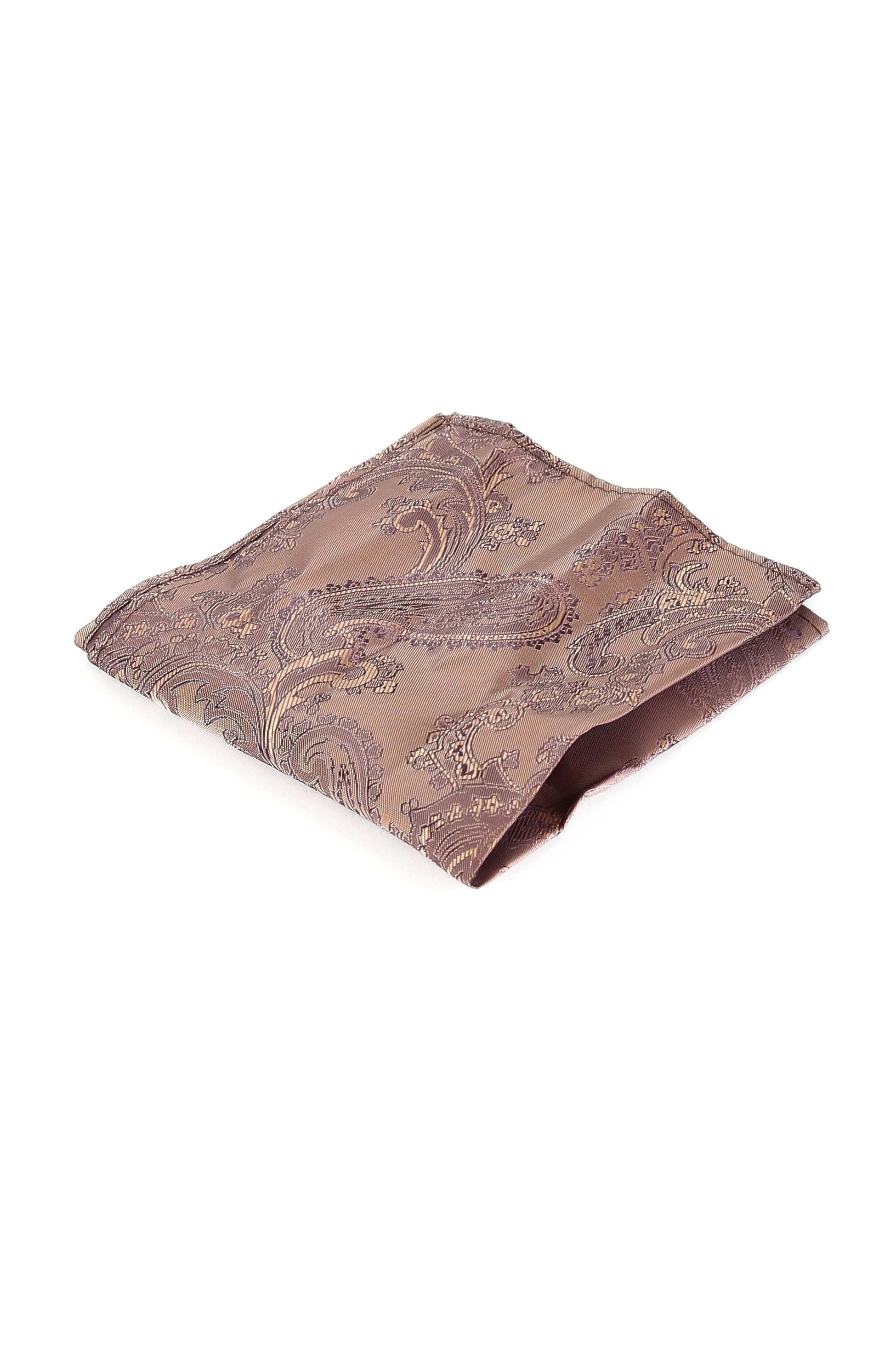 Ensemble cravate et boutons de manchette paisley pour hommes - Marron clair