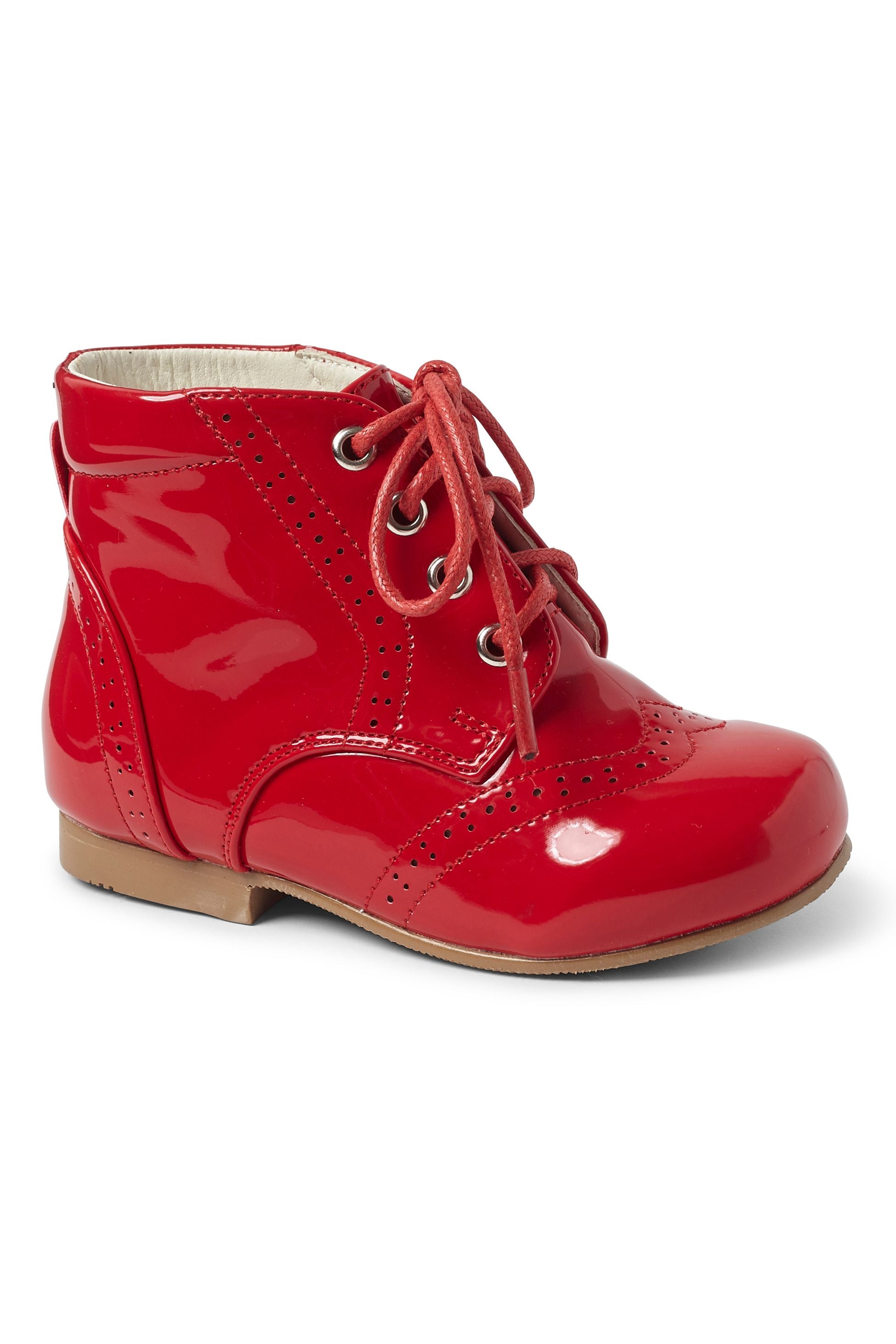 Bottes Brogues en Cuir Verni Unisexe pour Enfants - QUINN - Rouge