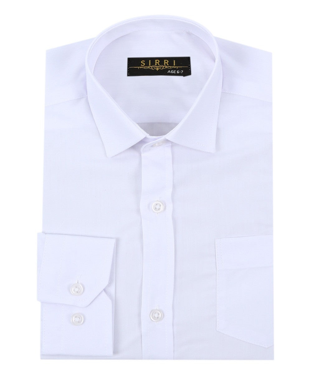 Chemise à Col Classique à Manches Longues pour Garçons - Blanc