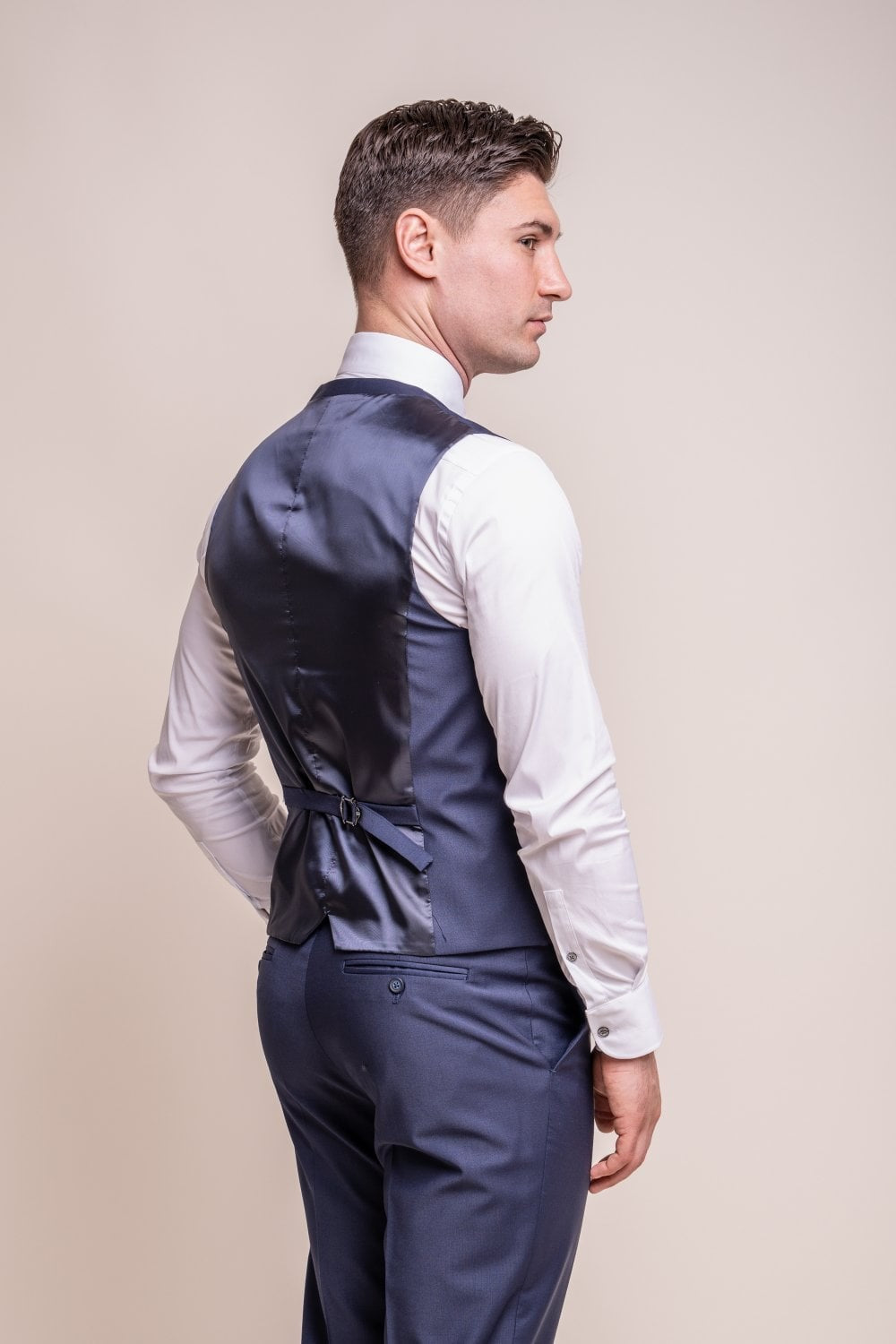 Gilet en laine mélangée ajusté pour hommes - BOND - Navy